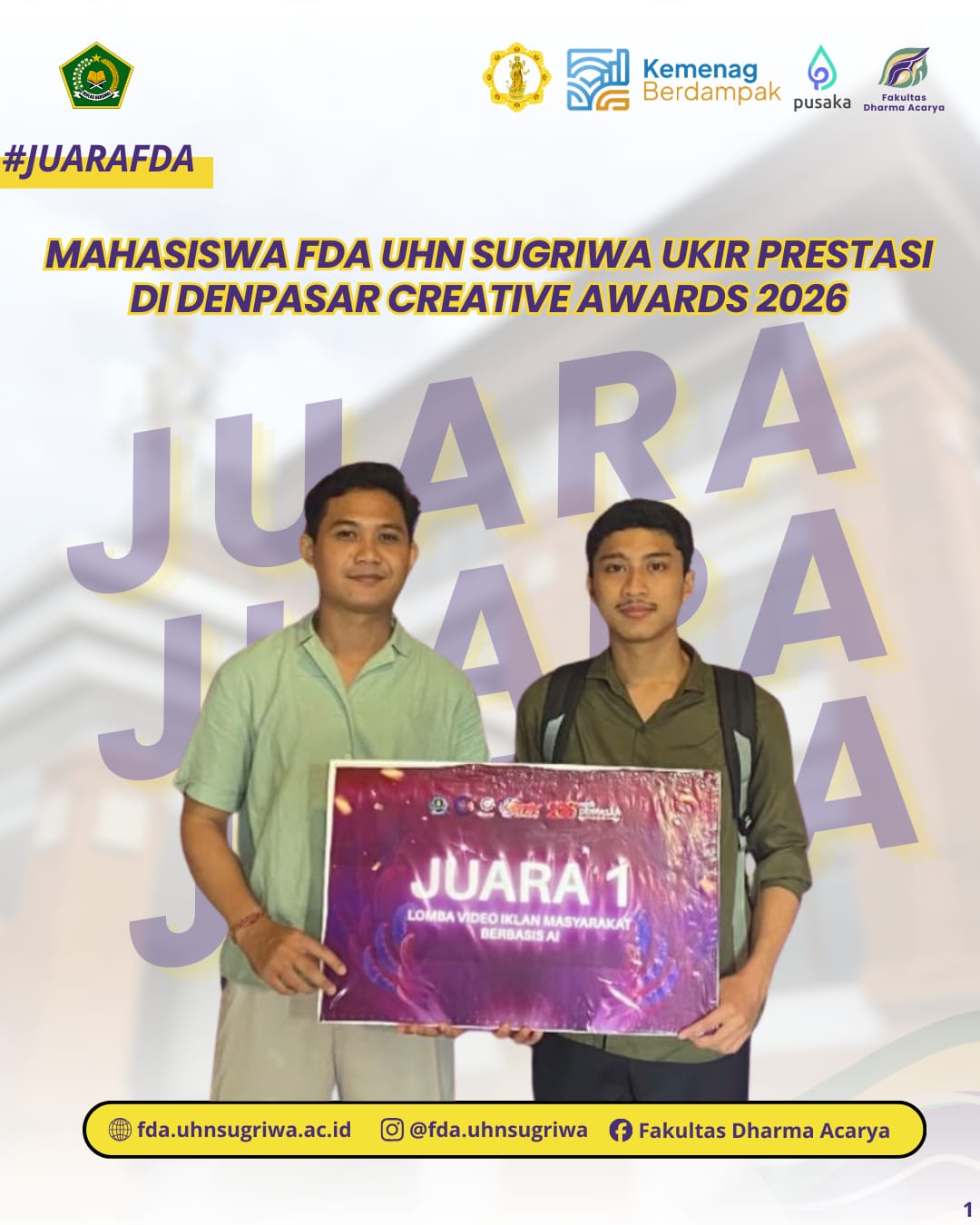 Mahasiswa FDA UHN Sugriwa Raih Prestasi di Denpasar Creative Awards 2026