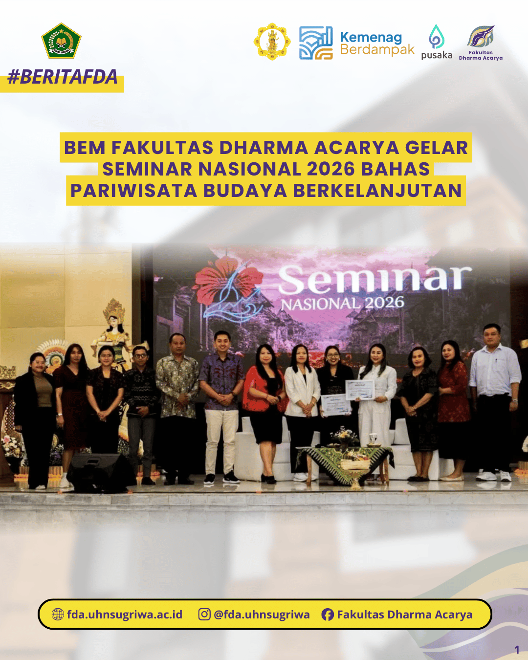 BEM Fakultas Dharma Acarya Gelar Seminar Nasional 2026 Bahas Pariwisata Budaya Berkelanjutan