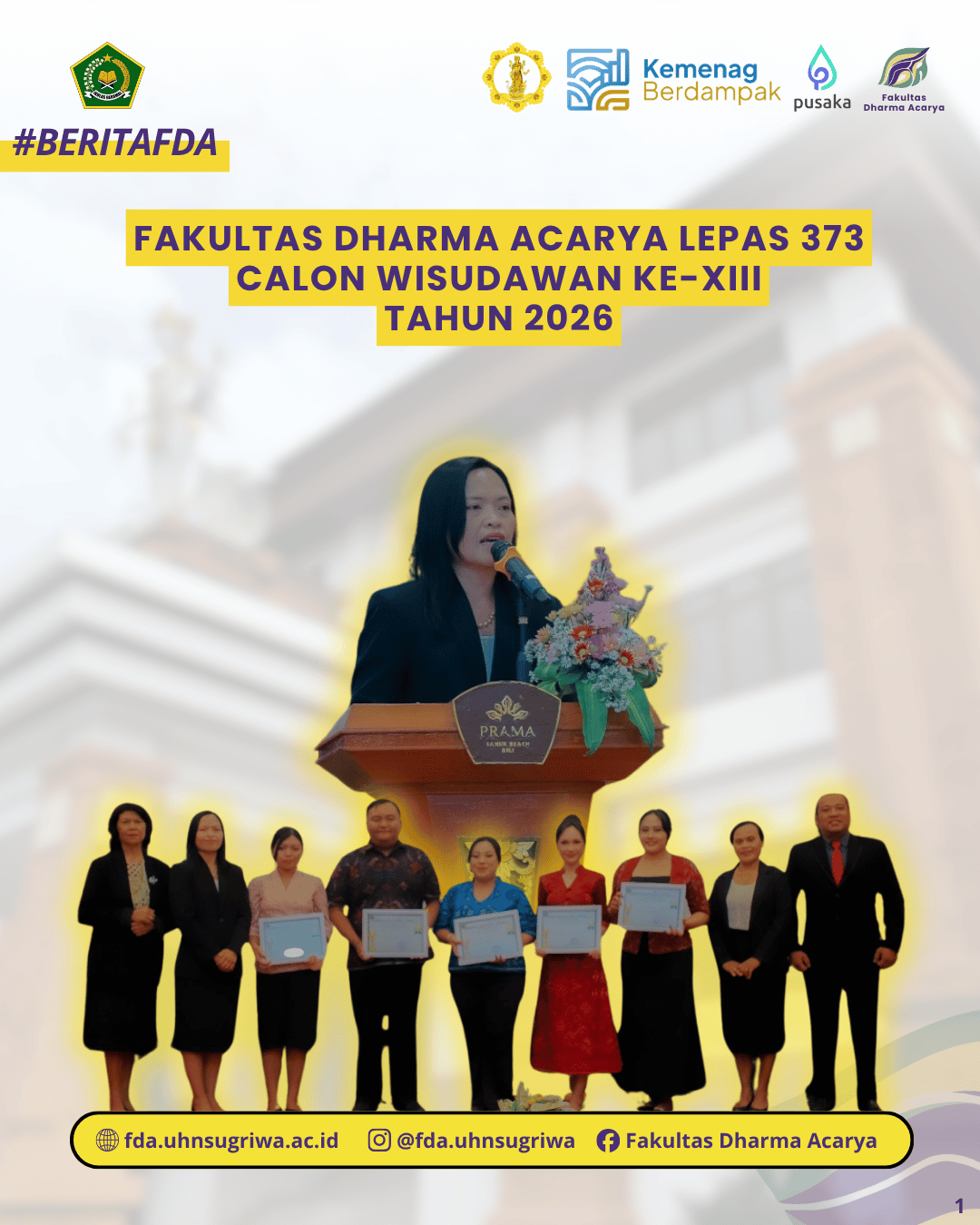 Fakultas Dharma Acarya Lepas 373 Calon Wisudawan Ke-XIII Tahun 2026